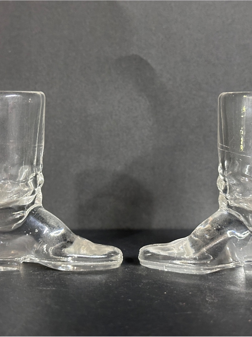 Vintage Clear Glass Boot Shot Glasses - Pair